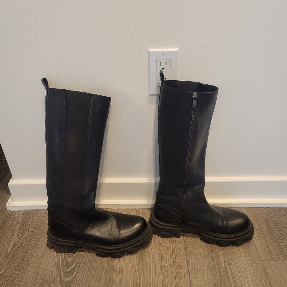 Steve Madden Womens Wayde Leather Tall Knee-High Boots